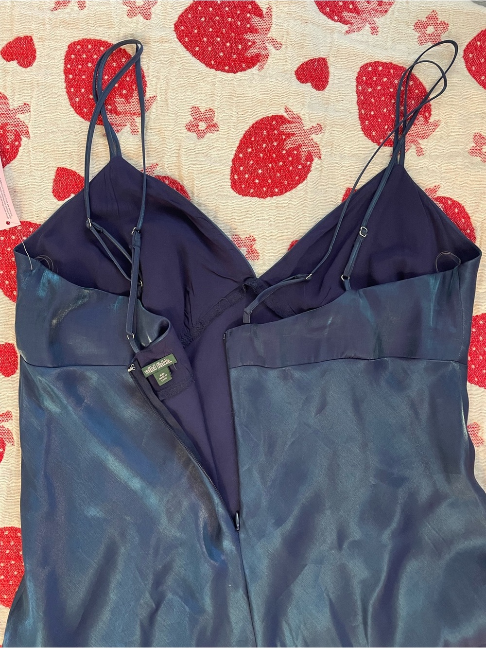 wild fable Iridescent Blue Maxi Slip Dress with Adjustable Straps - Picture 7 of 11
